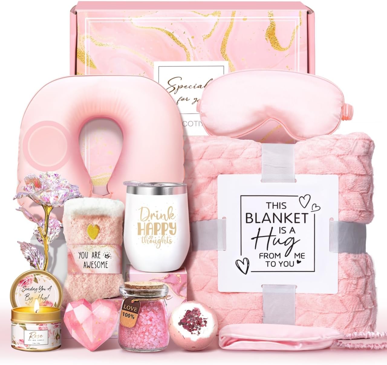 VelloHome Birthday Gifts for Women Self Care Gifts Get Well Soon Gifts for Women, 40x60 inches, Pink