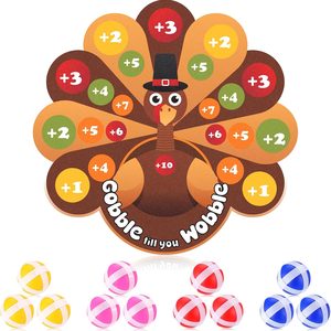 NestlyCo Thanksgiving Turkey Dartboard with 12 Sticky Balls, 24x23in, 8.16 ounces, rich colors
