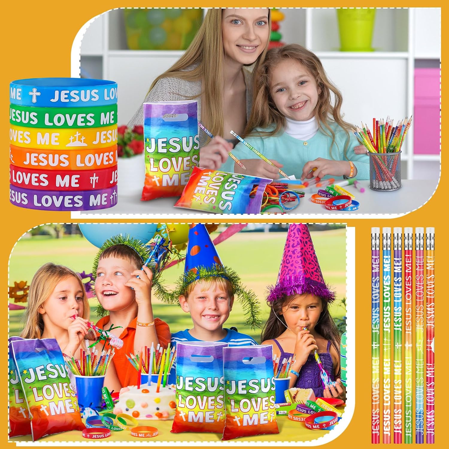 Aldernest 90 Pcs Jesus Loves Me Party Favors Religious Christian Halloween Gift, 1.17 pounds