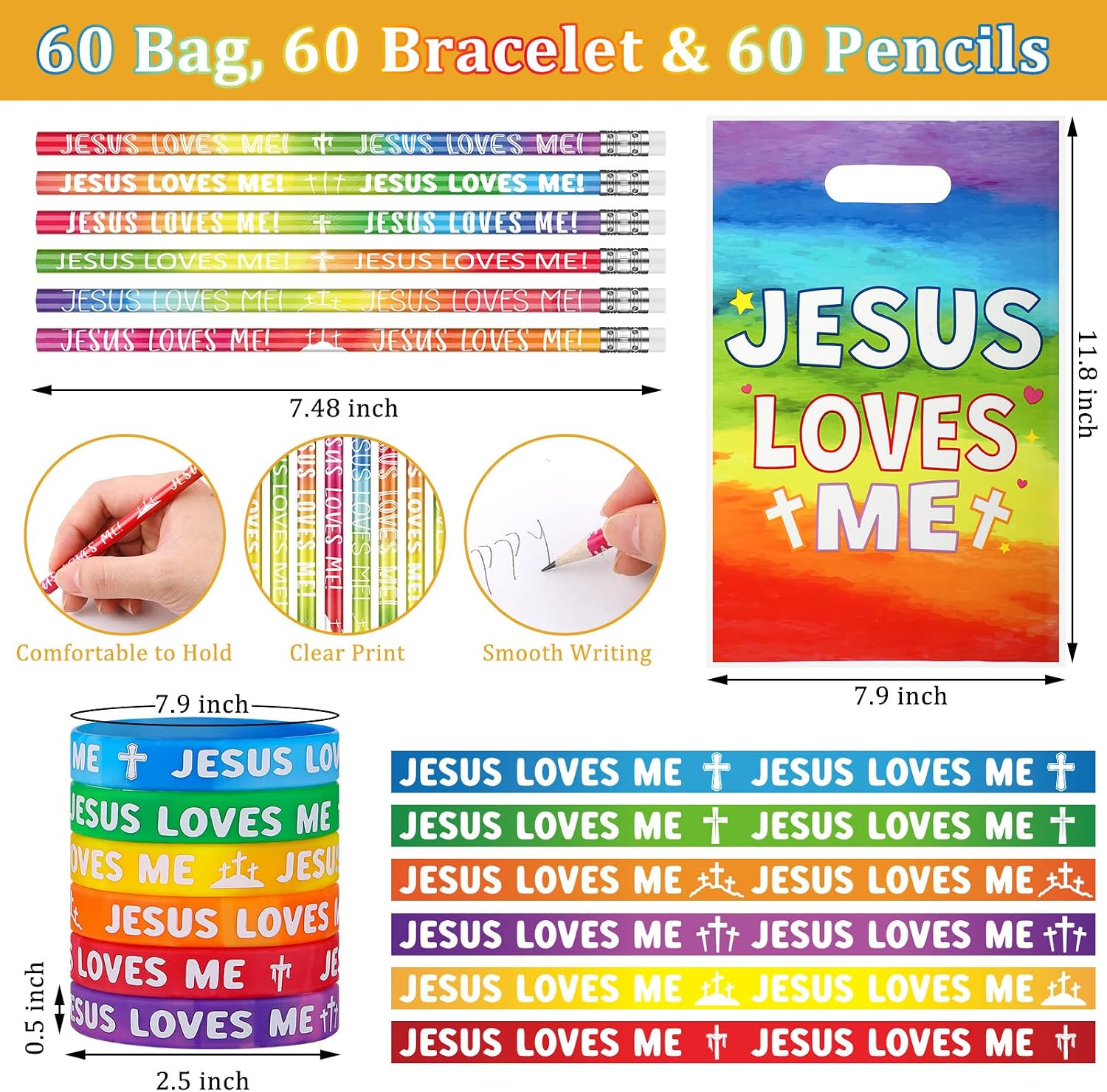 Aldernest 90 Pcs Jesus Loves Me Party Favors Religious Christian Halloween Gift, 1.17 pounds