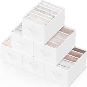 Birchmont 6 Pack Large Clothes Organizer, Wardrobe Closet Organizer and Storage with Handles, 1.44 kg, White