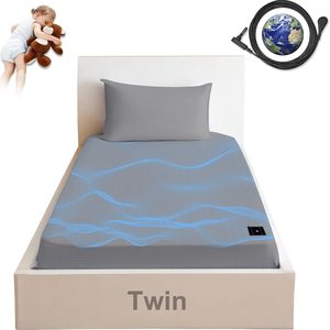Ashenby Grounding Sheets, Twin Fitted Sheet with Grounding Wire for Better Sleep, 39*75*14 IN, Gray