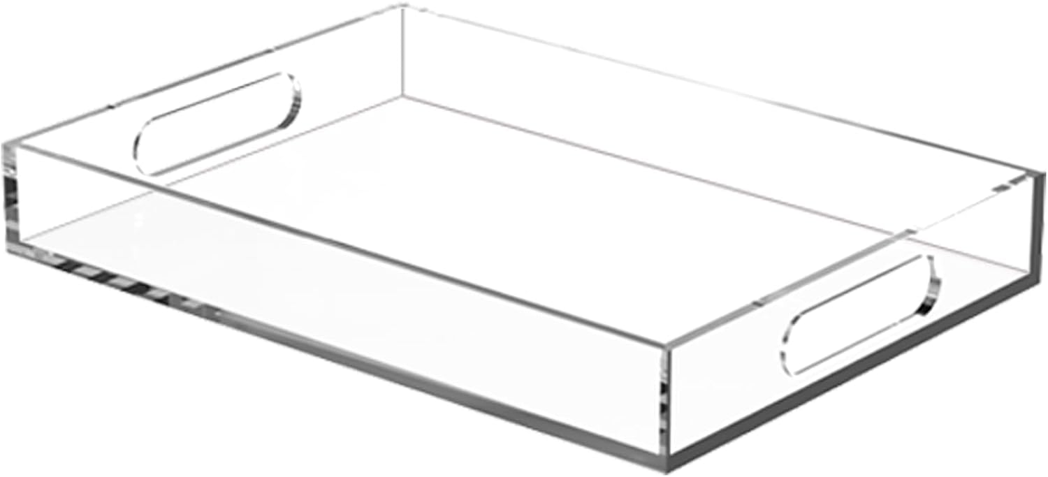 Aldernest Clear Acrylic Tray with Raised Edges, Multi-Purpose Organizer Tray for Vanity, 16 ounces, Transparently