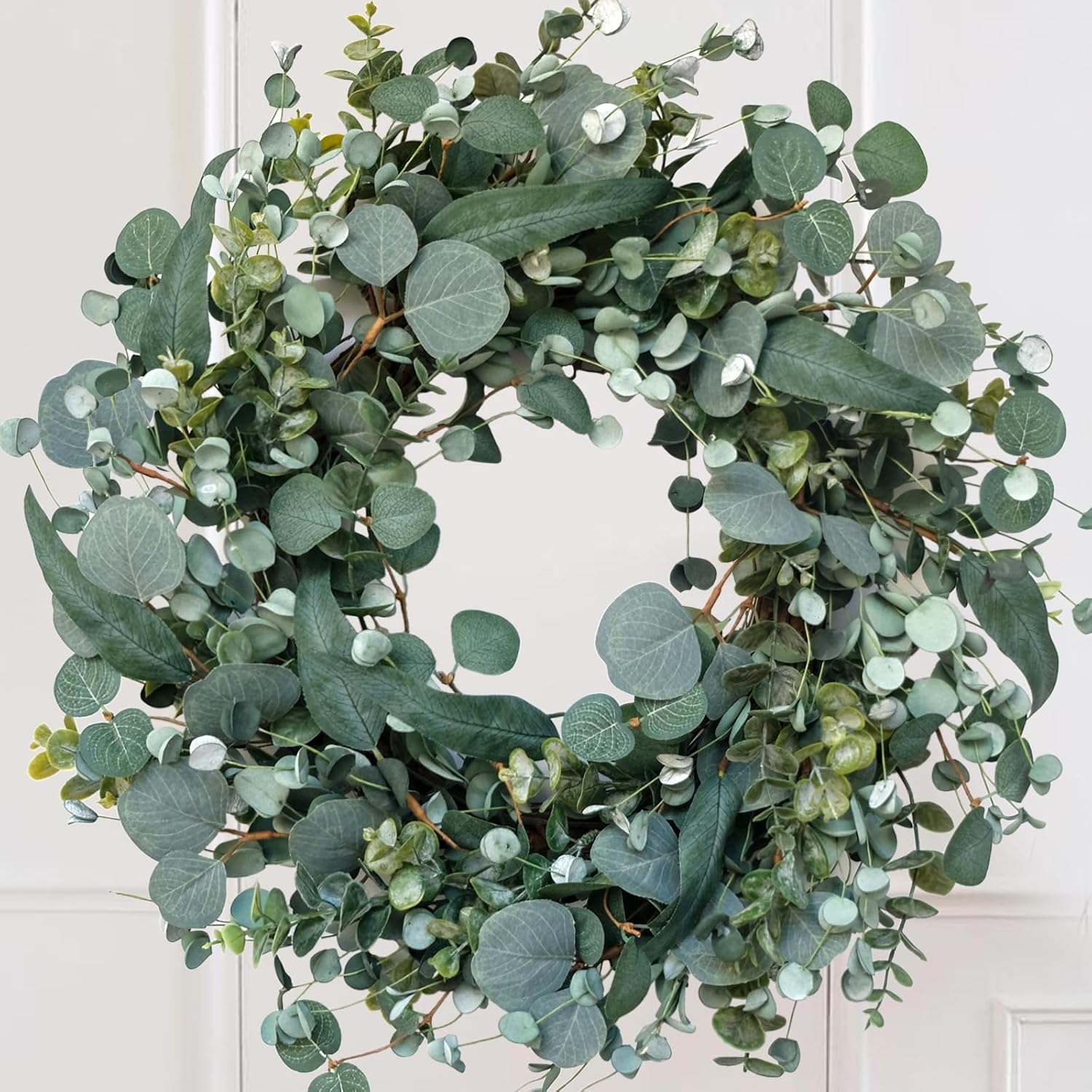Aldernest 22" Eucalyptus Wreath, Year Round Wreaths for Front Door, 0.63 kg