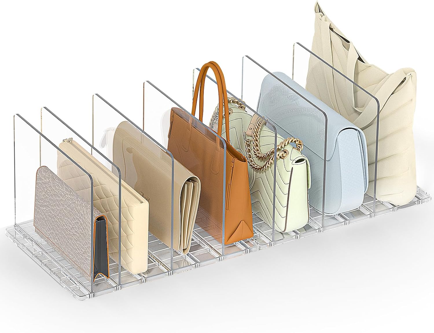 Ashenby Bag & Purse Organizer for Closet: Adjustable Clear Dividers, 2.6 pounds, 7