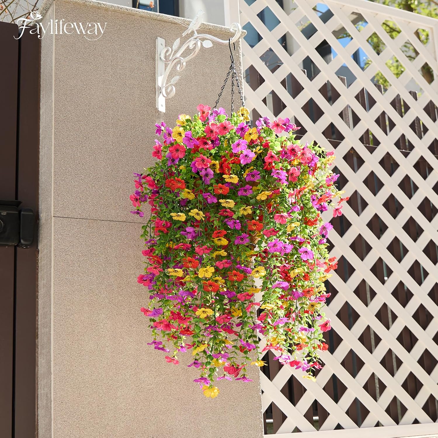 Aldernest 4PCS UV Resistant Silk Artificial Hanging Flowers for Outdoors, Summer Color