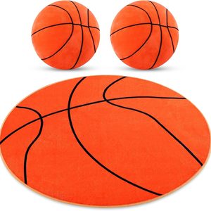 Ashenby 3 Pcs Basketball Rug and Basketbal Plush Pillows Mat Room Decor, One size, Orange, 2.63 Square Feet