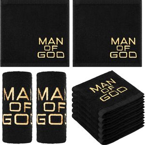 Ashenby 6 Pcs Pastor Towels Pastors Appreciation Gift, Black, Man of God, 11.8 x 11.8 inches / 30 x 30 cm
