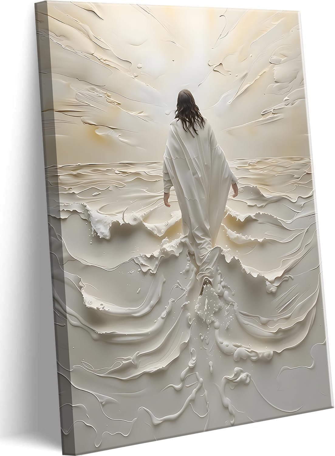 Ashenby Abstract Jesus Walking on Water Canvas Wall Art Christian Spiritual Wall Decor Pictures Divine Light Modern Religious Posters Prints for