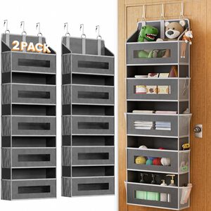 Aldernest 2 Pack 5 Tier Over the Door Organizer for Bathroom, Bedroom, Pantry, Grey, 3.3 pounds