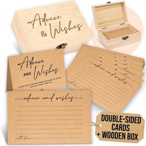 NestoraHome Advice and Wishes Cards Box, Baby Shower Advice Cards, Wedding Advices Card, 0.24 kg, 5x7 inches, 50 Count