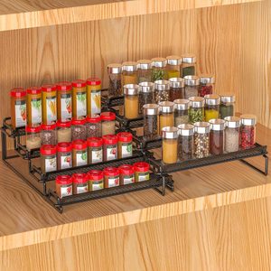 Aldernest 2 Pack Spice Rack Organizer for Cabinet, Black