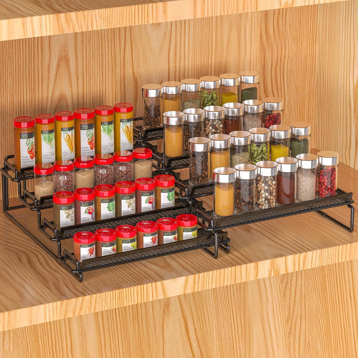 Aldernest 2 Pack Spice Rack Organizer for Cabinet, Black