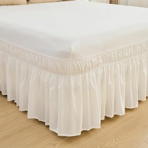 Barleyfield Wrap Around Bed Skirts 17" Drop, Wrap - White