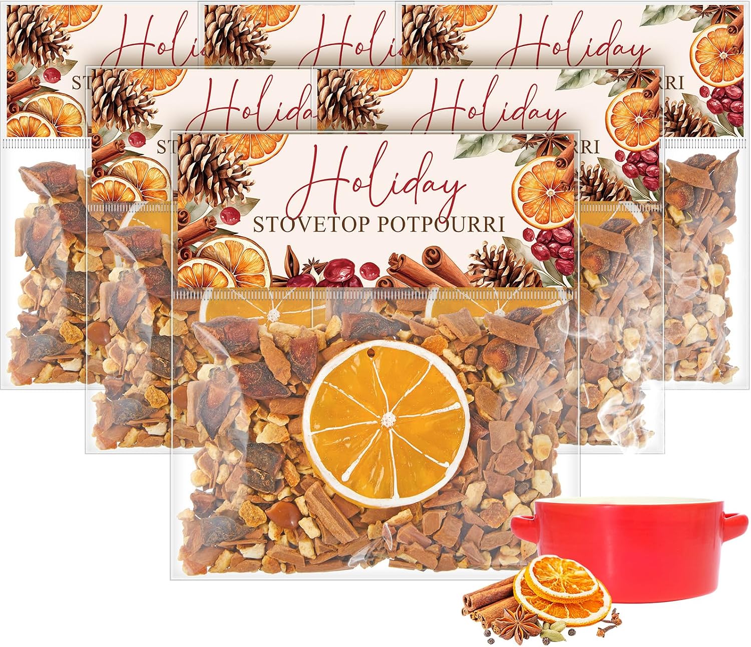 Ashenby 6 Pack Potpourri Simmer Pot Kit - Christmas & Holiday Scent Stocking Stuffer Gifts