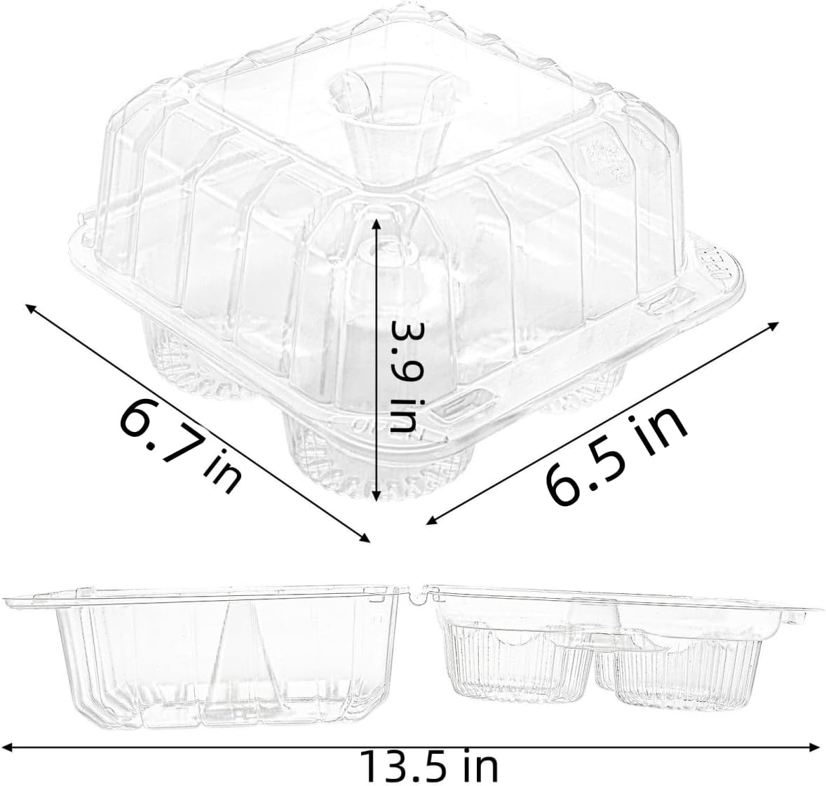 Aldernest 50 Pack Clear Cupcake Box, 0.93 kg, 6.5x 6.7x 3.9 inches