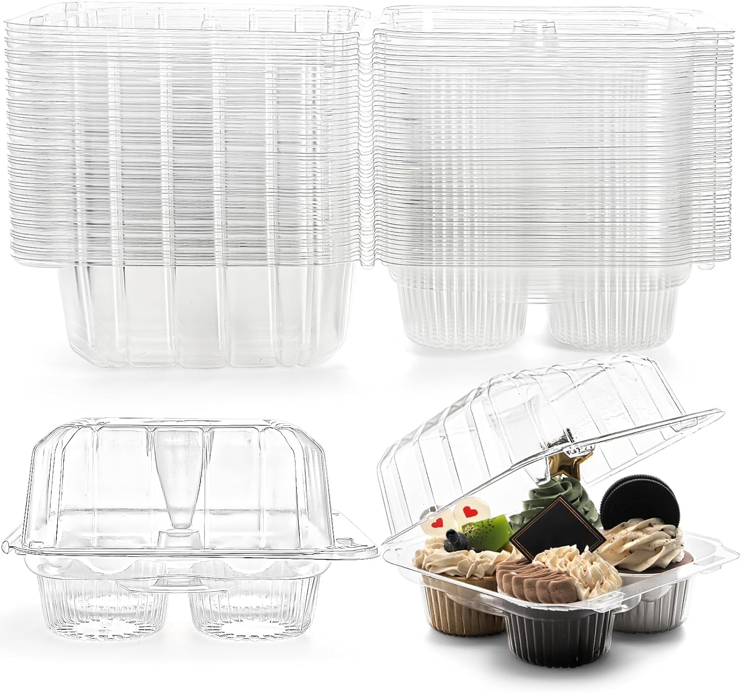 Aldernest 50 Pack Clear Cupcake Box, 0.93 kg, 6.5x 6.7x 3.9 inches