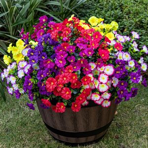 VelloHome Artificial Faux Flowers for Outdoor 16 Bundles Fake Morning Glory, 8Color, 0.74 kg