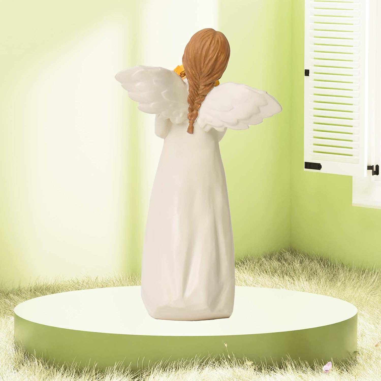 Cedarmoss Sunflower Gifts for Women, Guardian Angel Statue Holding Sunflower Figurine, 250 g, White