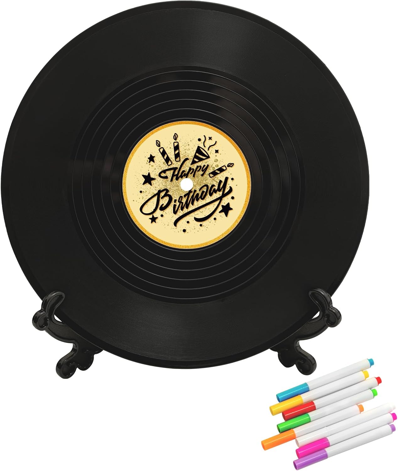 Aldernest Vinyl Record Happy Birthday Decorations Guest Book Alternatives, 4.2 ounces