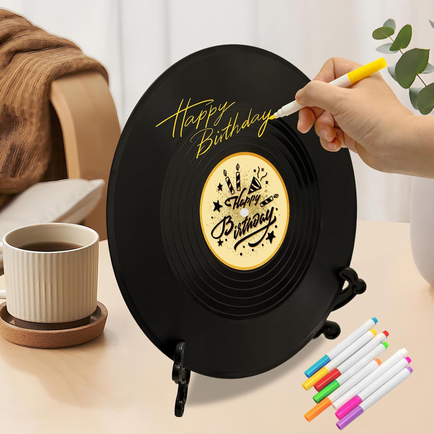 Aldernest Vinyl Record Happy Birthday Decorations Guest Book Alternatives, 4.2 ounces