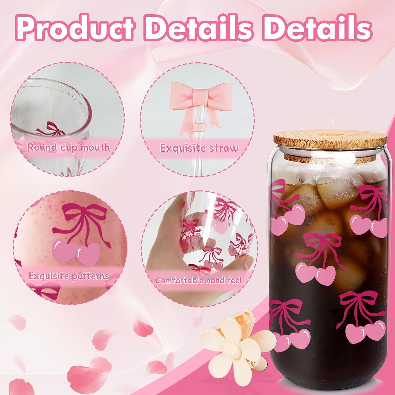 Aldernest 9Pcs Birthday Gifts Box for Teen Girl Cute Cherry Bow Aesthetic Gift Set, 0.64 kg, 18 Ounces, Pink-cherry