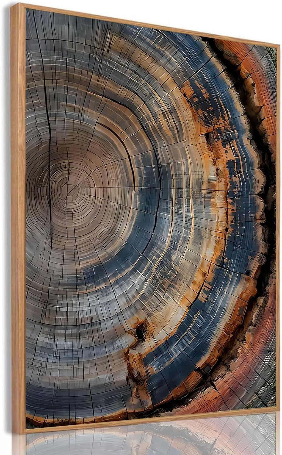 Barleyfield Tree Ring Wall Art Framed, Modern Nature Decor, Easy to Hang 12x16 Inch, 1.6 ounces, Brown tree ring