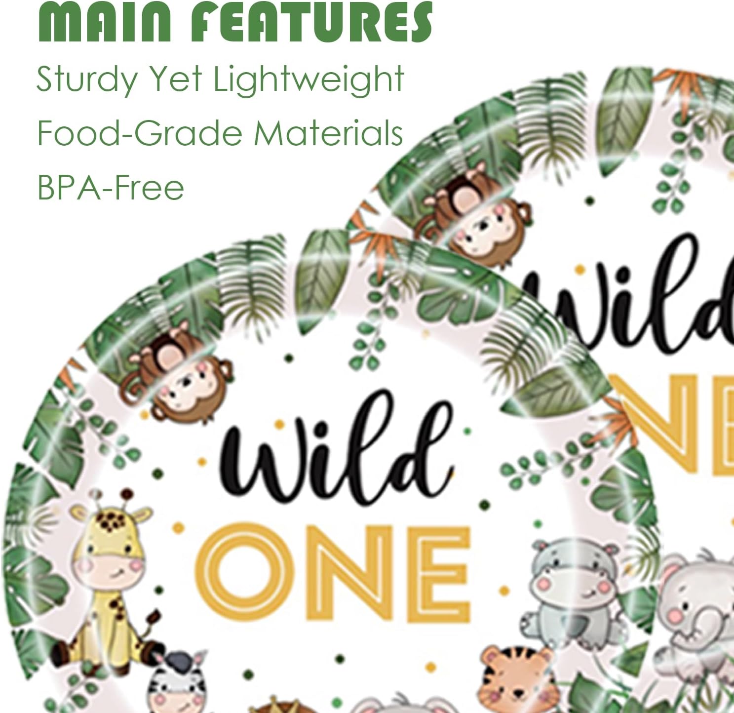 Aldernest Wild One Birthday Decorations 202 Pcs for 25 Guests, Green