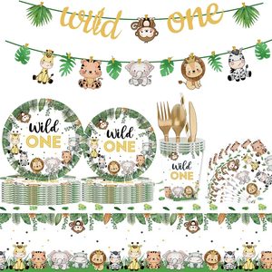 Aldernest Wild One Birthday Decorations 202 Pcs for 25 Guests, Green
