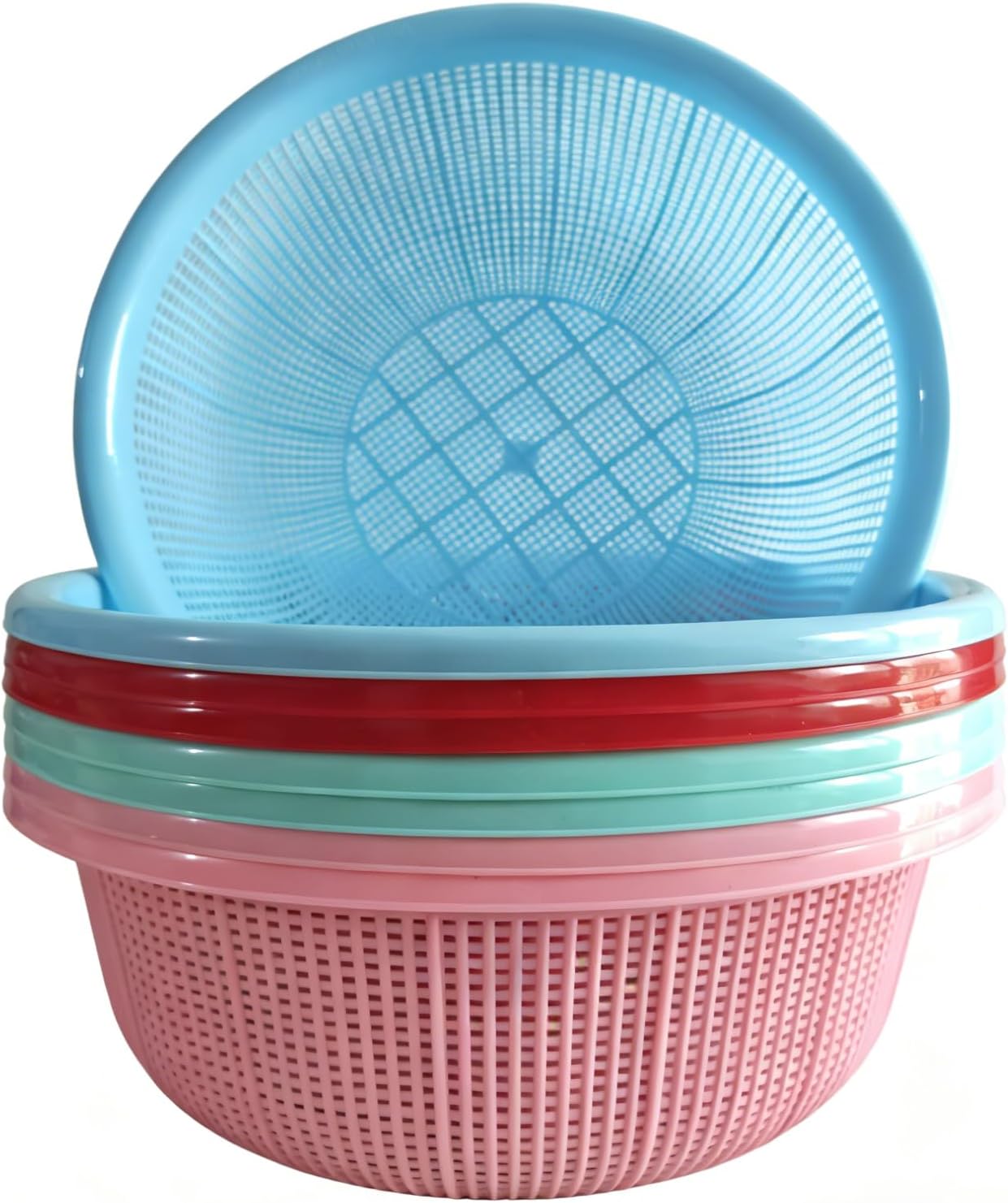 Aldernest 8 pcs Plastic Wash Basket Round Perforated Colander Wash Vegetables and Fruits Drain Cooked Pasta Kitchen Essentials Food Strainer Basket
