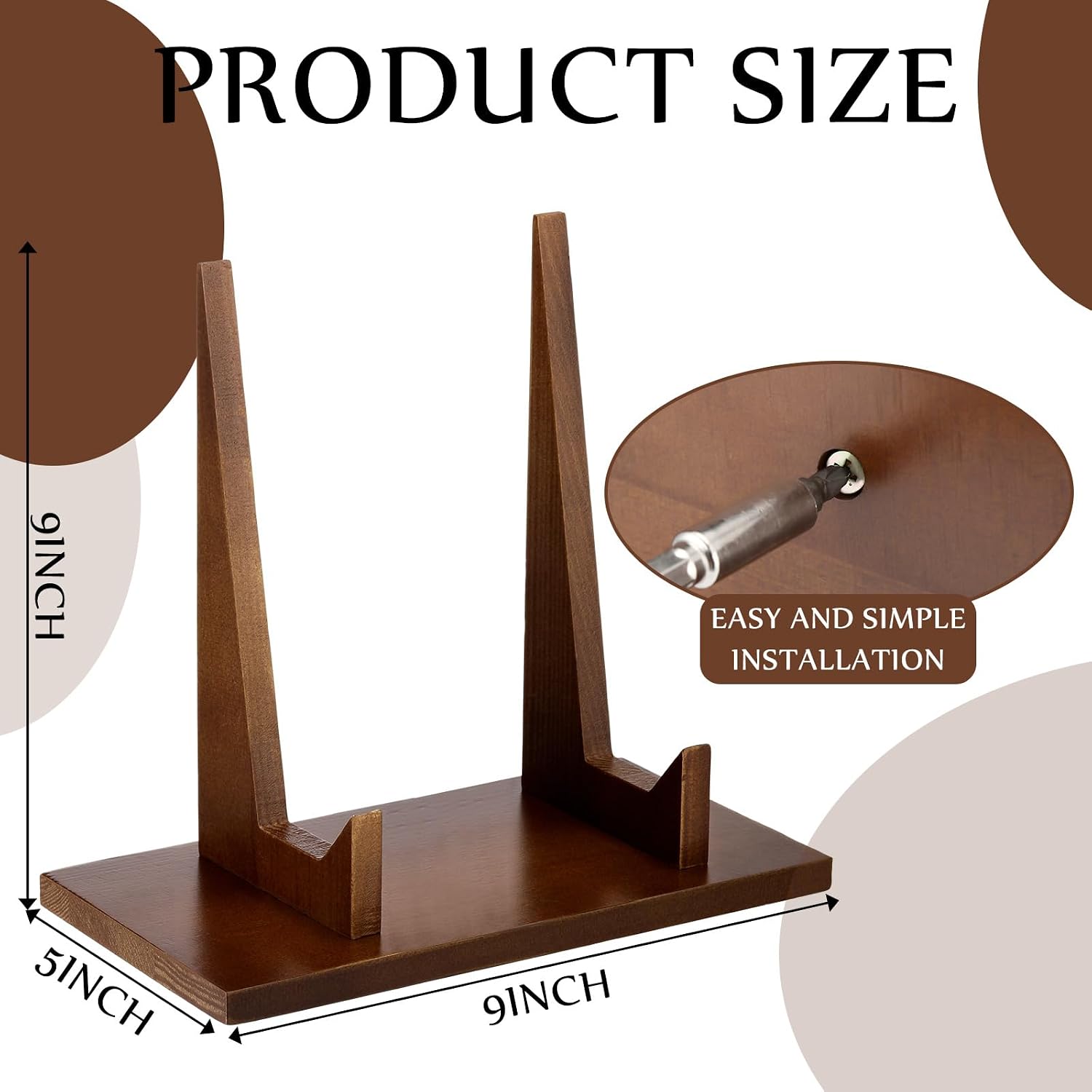 Aldernest 1pcs Wooden Display Stand 9in Plate Stand Decorative Plate Easel, 0.32 kg, wood color