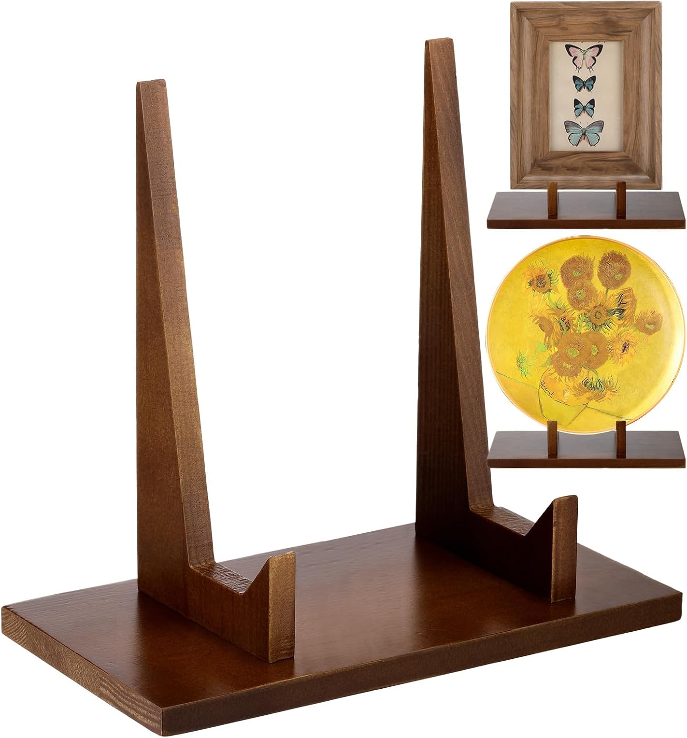 Aldernest 1pcs Wooden Display Stand 9in Plate Stand Decorative Plate Easel, 0.32 kg, wood color