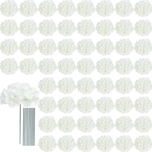 Aldernest 65pcs White Hydrangea Artificial Flowers Bulk Faux Hydrangeas, 1.17 kg, Ivory