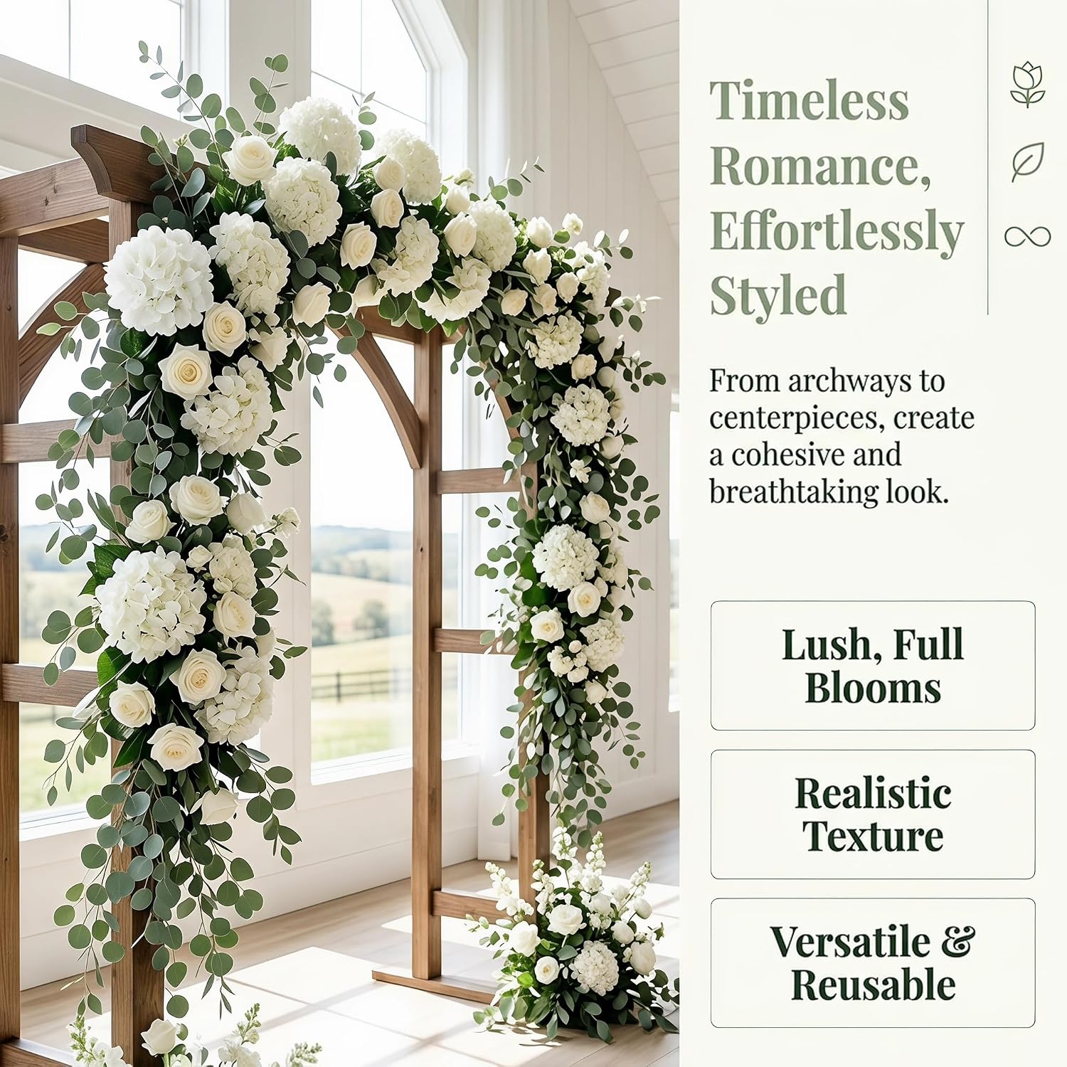 Aldernest 65pcs White Hydrangea Artificial Flowers Bulk Faux Hydrangeas, 1.17 kg, Ivory
