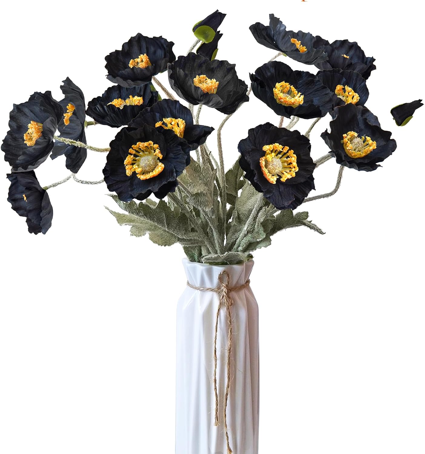 Aldernest 5Pcs Poppy Flowers Artificial Poppy for Home Decor, Black
