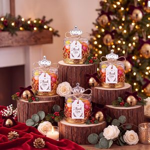 Aldernest 30 Sets Mini Crown Candy Boxes Wedding Birthday Gold Party Favors, Crown Style, Gold and Clear