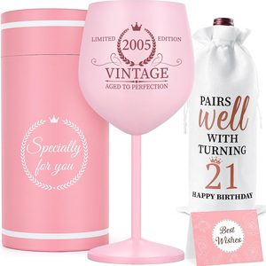 Aldernest 21st Birthday Gift for Her, Vintage 2005 Birthday Wine Glass, 0.36 kg, 18 Ounces