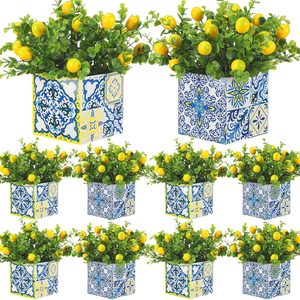 Ashenby 4 Sets Blue Tiles Lemon Table Centerpiece Party Decorations, 0.74 kg