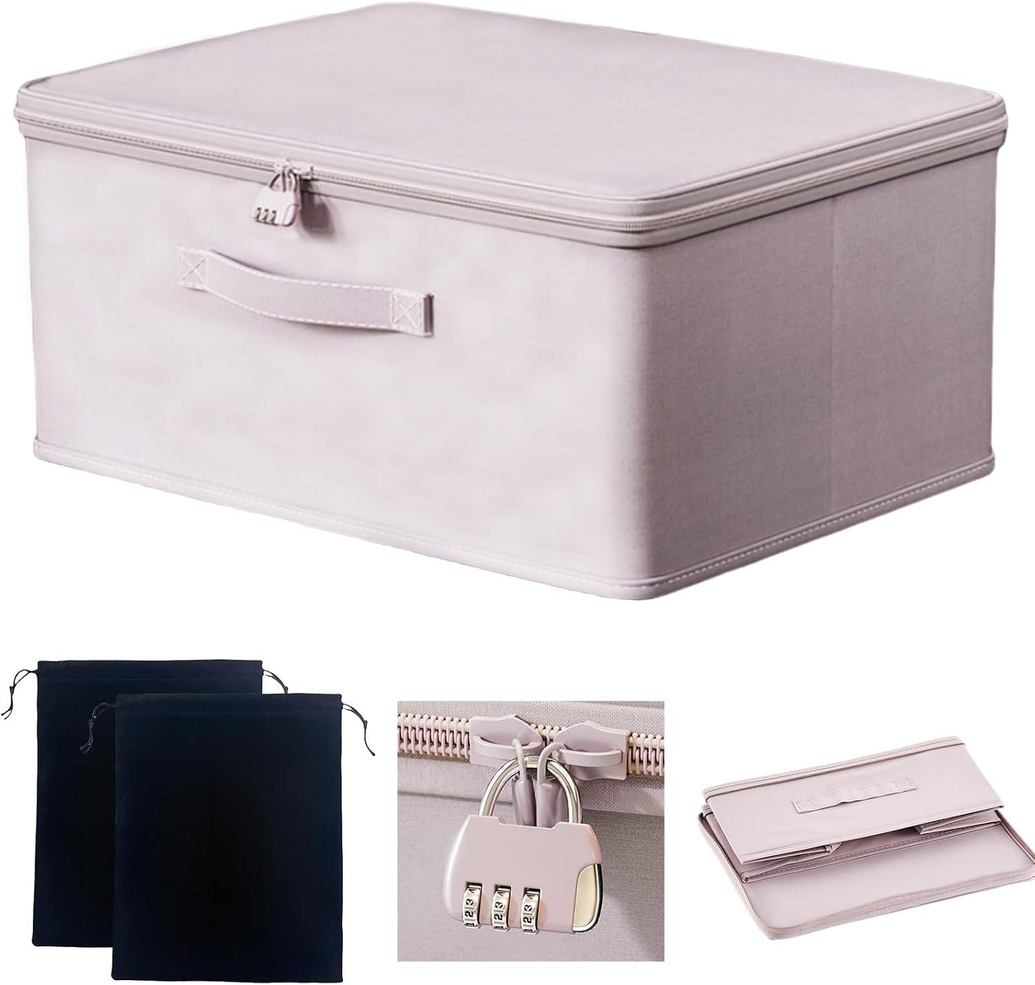 Aldernest Lockable Game Toy Storage Bag Organizer 15 x 10 x 6.3 Inch, Gray pink, 0.46 kg, 13.4 Count