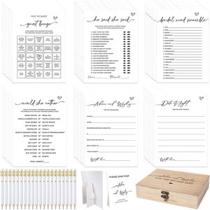 Birchmont Bridal Shower Games Set for 50 Guests, Minimalist, 0.78 kg, 8.46*6.49*1.96 inch, White, 172 Count