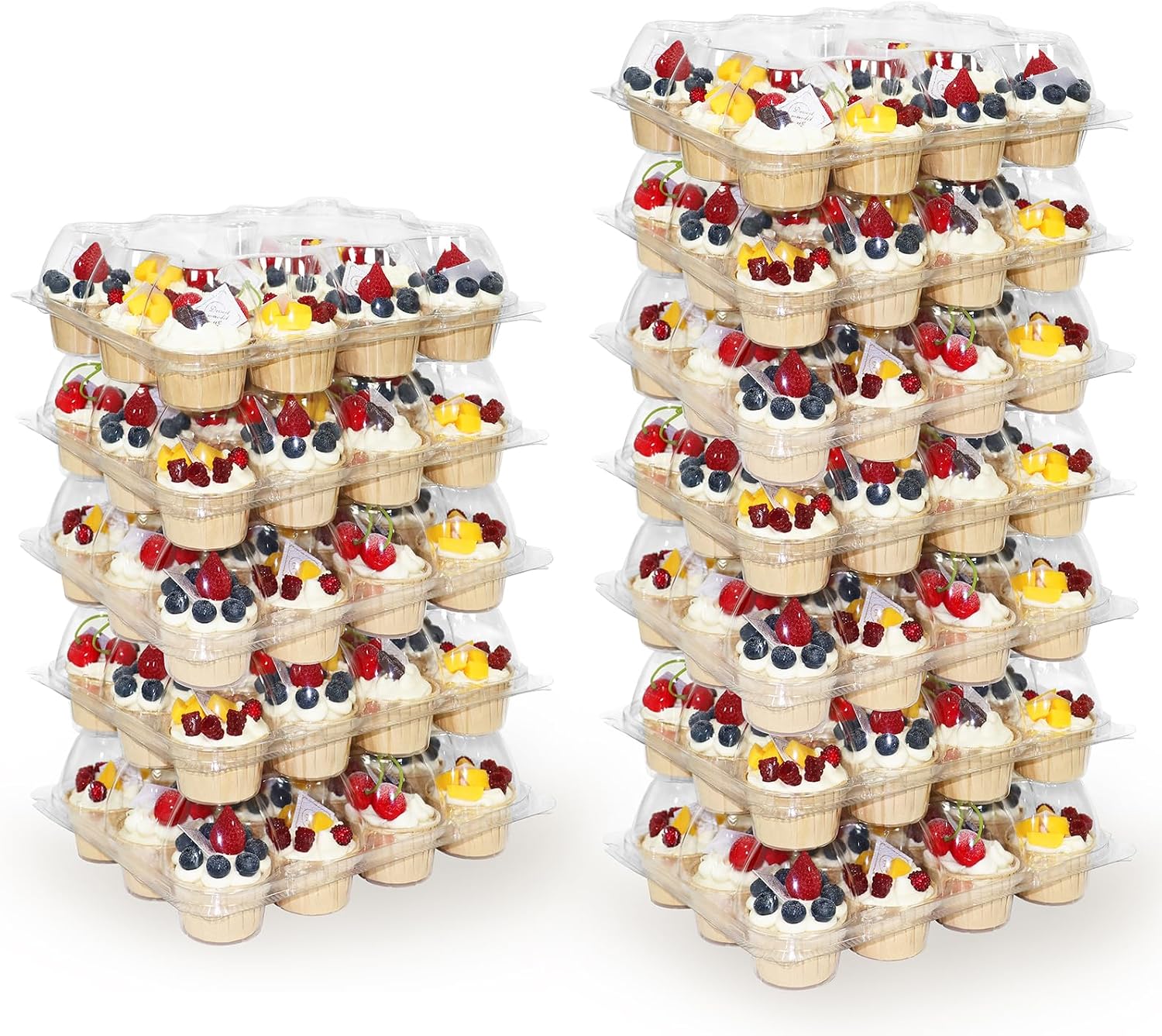 Aldernest Plastic Cupcake Containers, 12 Count x 12 Sets, 1.28 kg, transparent