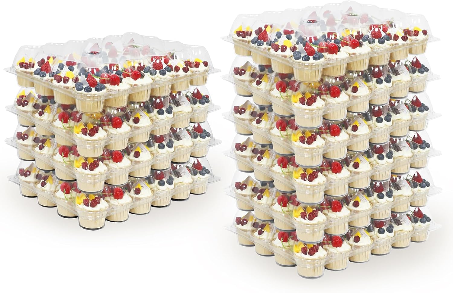 Aldernest Plastic Cupcake Containers, 24 Count x 10 Sets, transparent