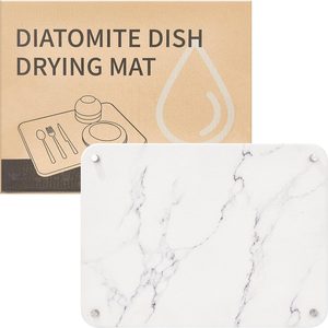 Aldernest Stone Dish Drying Mat for Kitchen Counter, 1.33 kg, 17.7" x 13.8", White