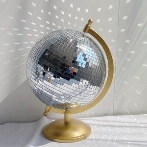 Aldernest Disco Ball Globe Sculpture, 6.5in Gold Mirror Tabletop Decor, 0.71 kg, Bright Gold