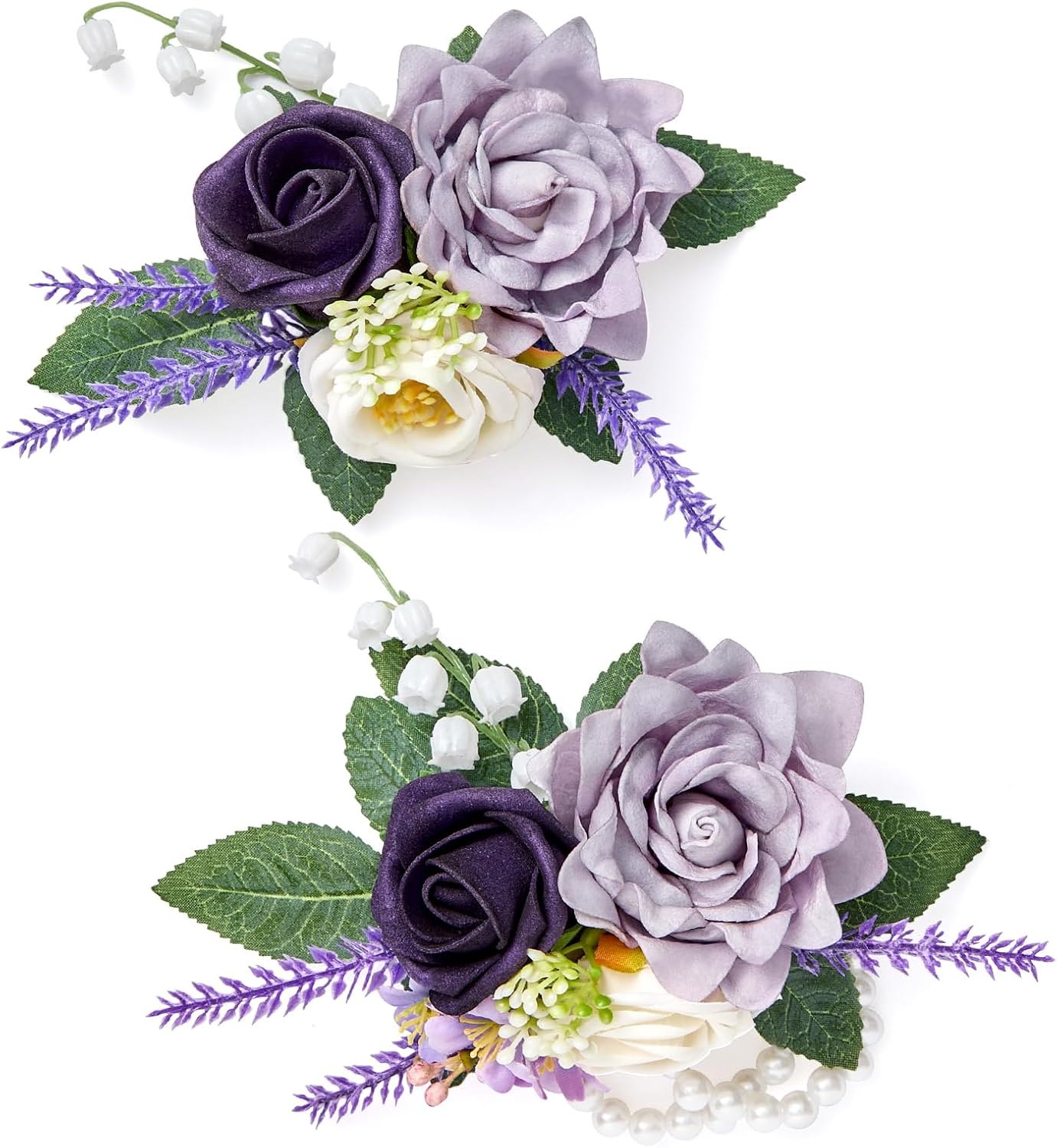 Aldernest Purple Corsage and Boutonniere Set for Wedding Homecoming Prom, 2 Count