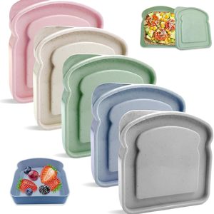 Birchmont 5 Pack Sandwich Containers, Pastic Sandwich Storage for Lunch Boxes, BPA Free, 0.31 kg