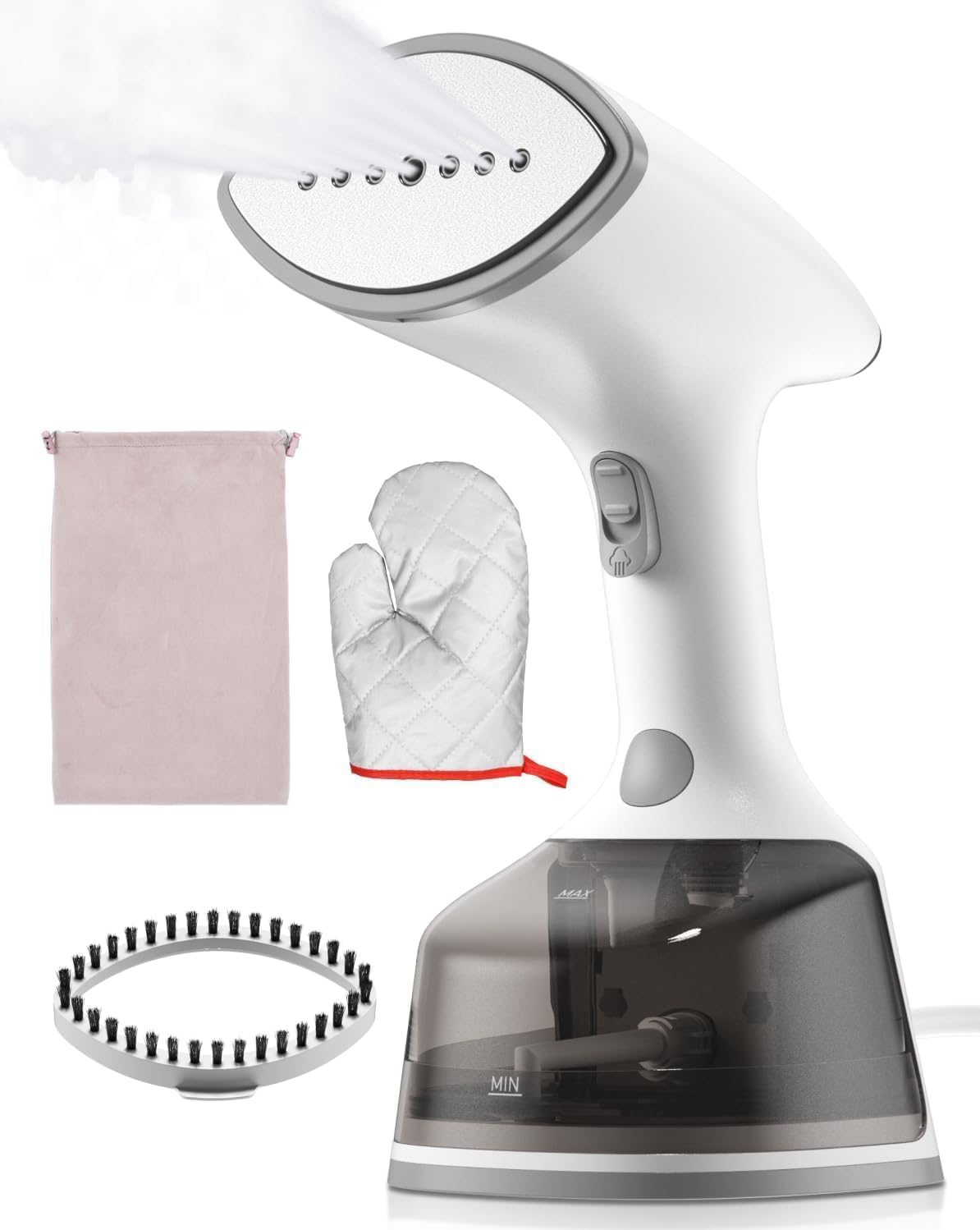 Brackenly Upgrade Steamer for Clothes, 1500W 30s Quick Heat Handheld Clothes Steamer, White