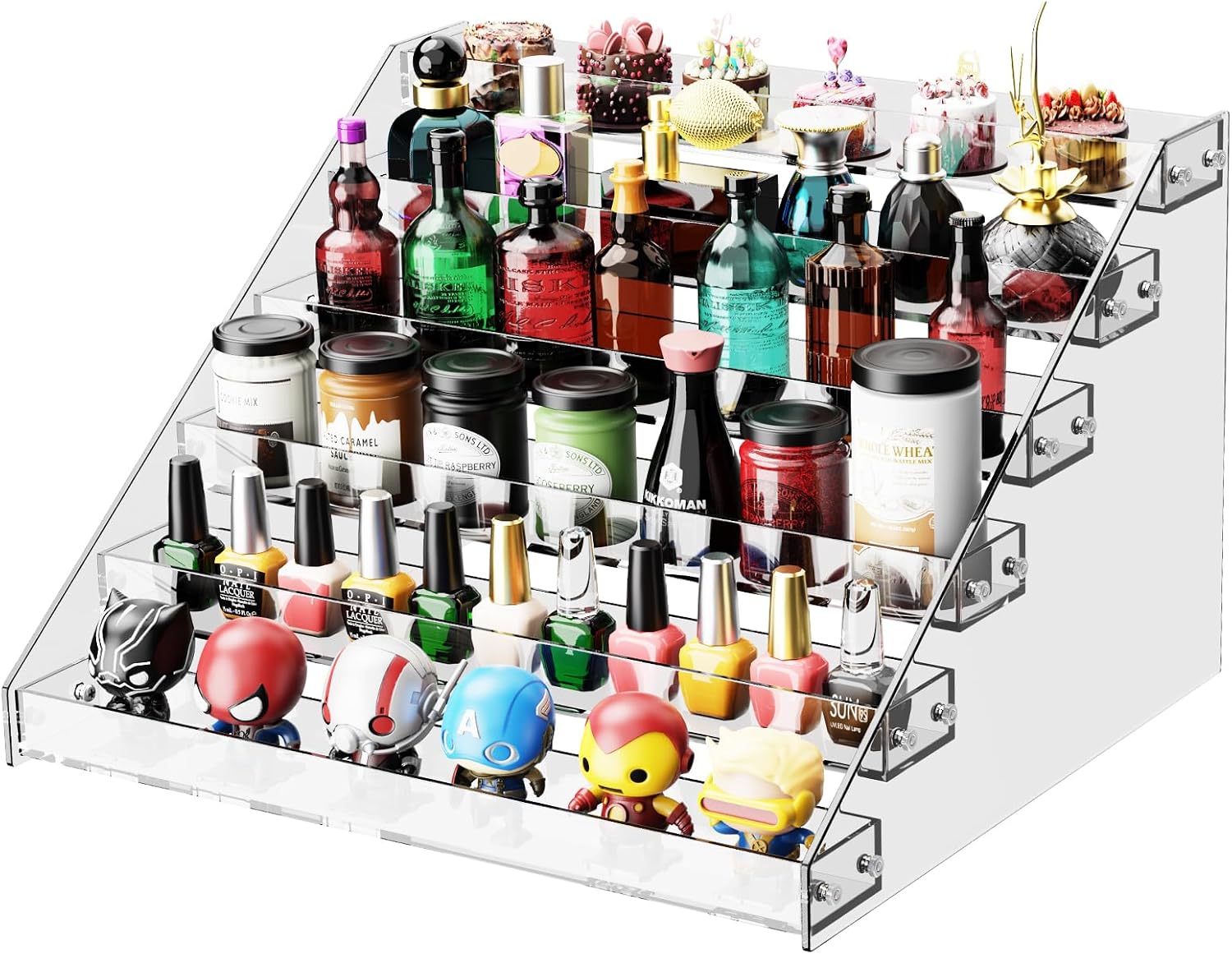 Ashenby Acrylic Display Shelf, Risers Display Stands, Perfume Organizer, Cupcake Stand, 0.87 kg, Clear