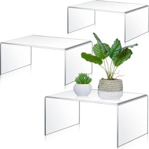 Aldernest 3 Pcs 12, 11 | 10.5'' Clear Acrylic Shelf Riser, 5mm Thick, 4.4 pounds