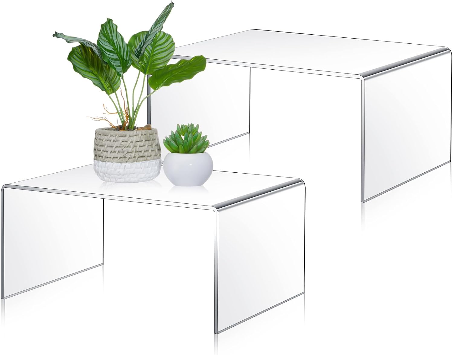Aldernest 2 Pcs 12 Inch Large Clear Acrylic Shelf Riser, 5mm Thick, 3.4 pounds